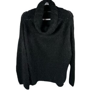 Matthildur Black Suri Alpaca Wool Blend Soft Knit Turtleneck Sweater Size Small